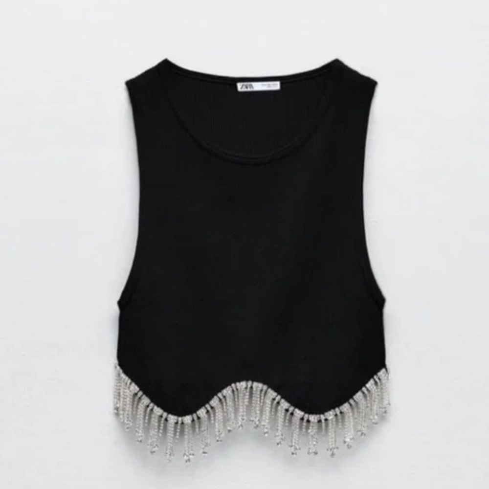 Zara Seamless Black Rhinestone Top